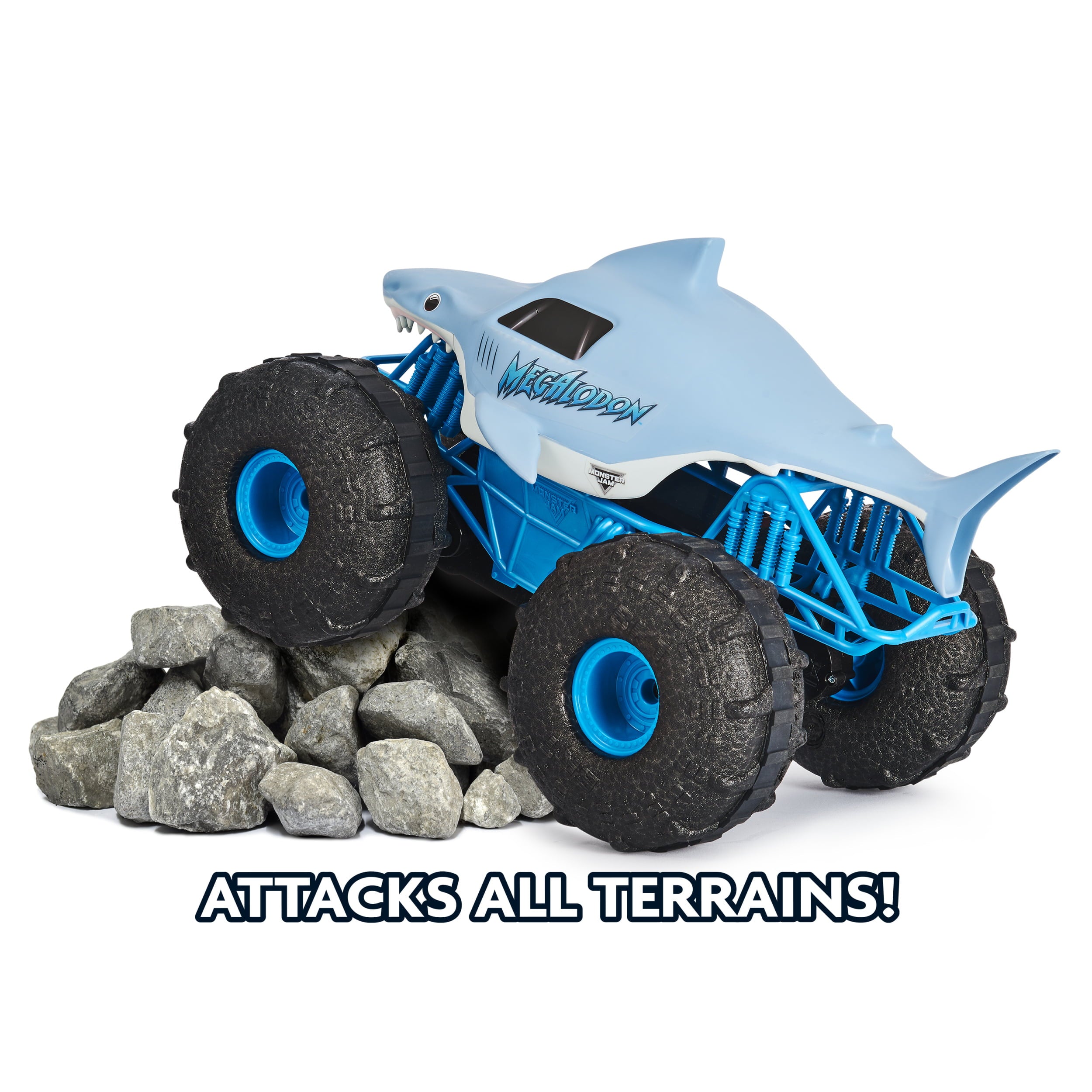 Monster Jam， Official Megalodon Storm All-Terrain Remote Control Monster Truck Toy Vehicle， 1:15 Scale