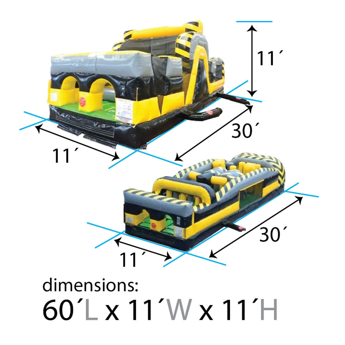TentandTable 60' Commercial Inflatable Obstacle Course， Venom 2 Piece