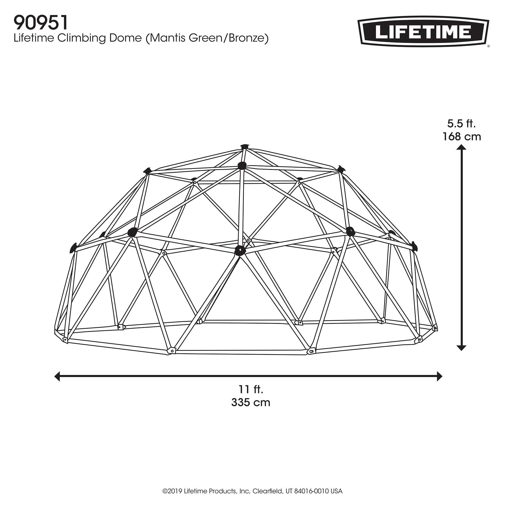 Lifetime 66 inch Steel Playground Climbing Dome， Mantis Green and Bronze (90951)