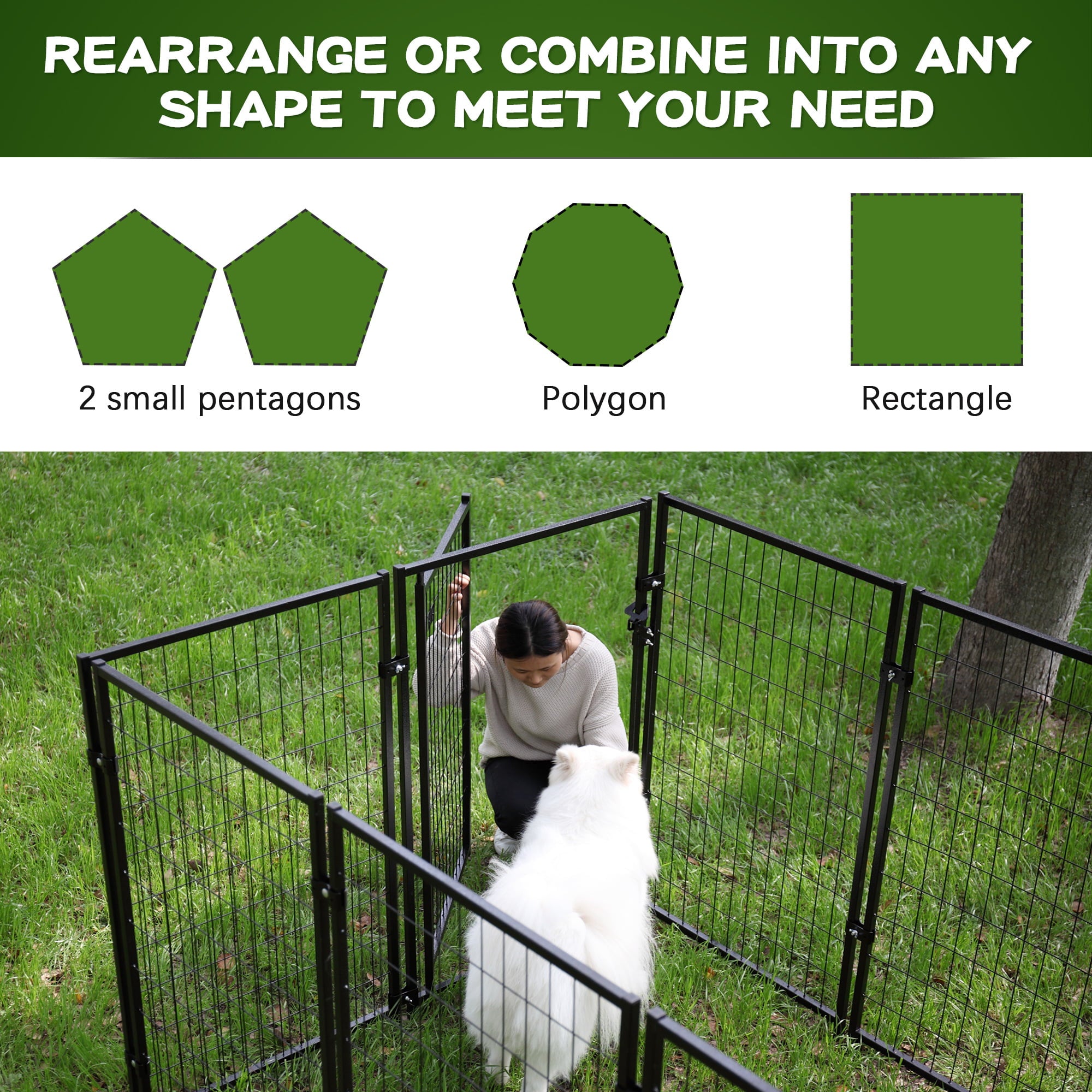 Coziwow 10-Piece Outdoor Dog Kennel Heavy-Duty Metal Dog Fence Enclosure 47''H