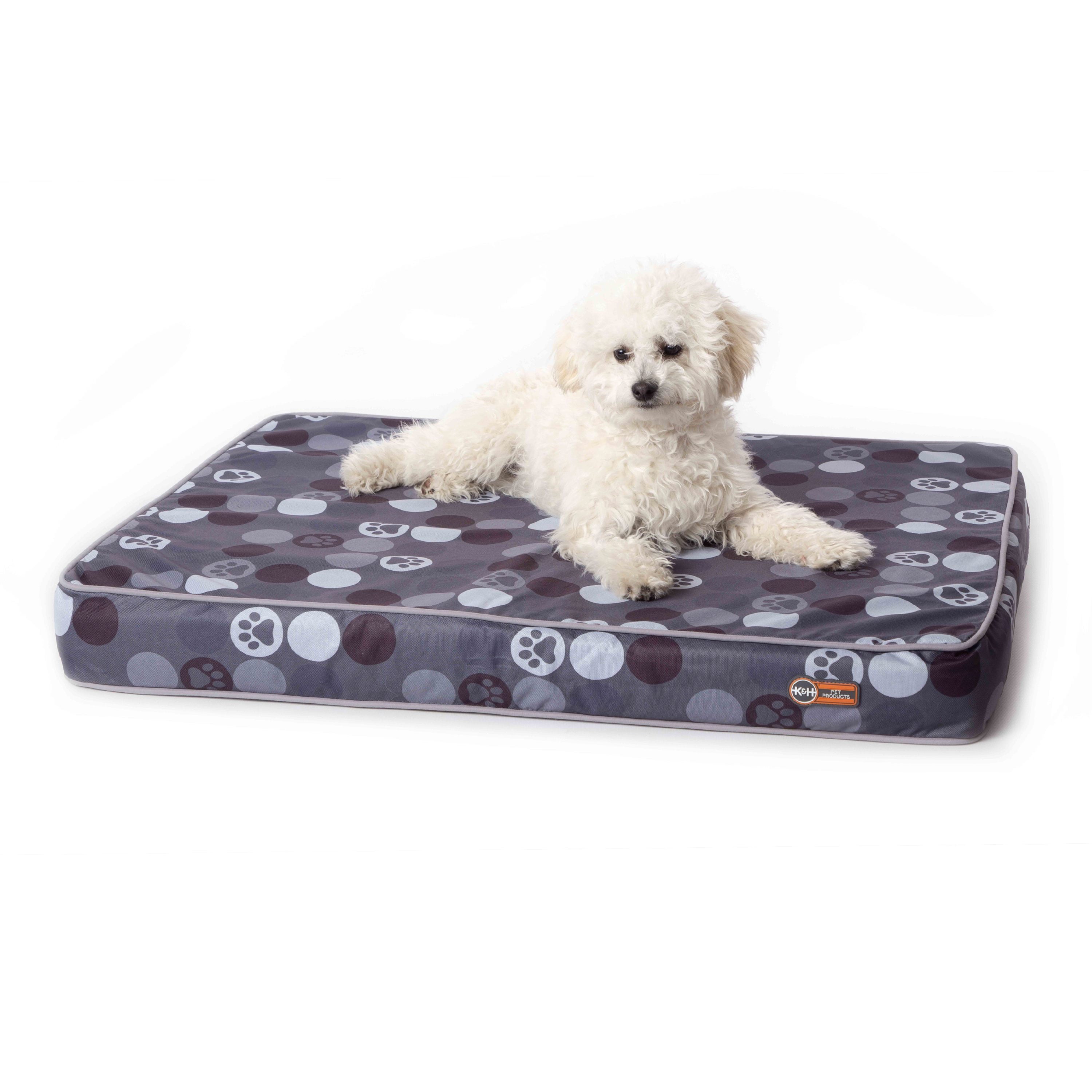 KandH Pet Products Superior Orthopedic Indoor/Outdoor Bed Gray/Paw Small 27 X 36 X 4 Inches