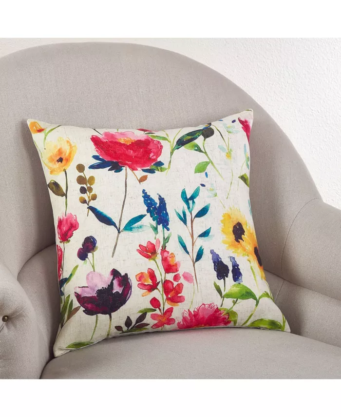 Saro Lifestyle Jardin Du Luxembourg Floral Decorative Pillow， 18