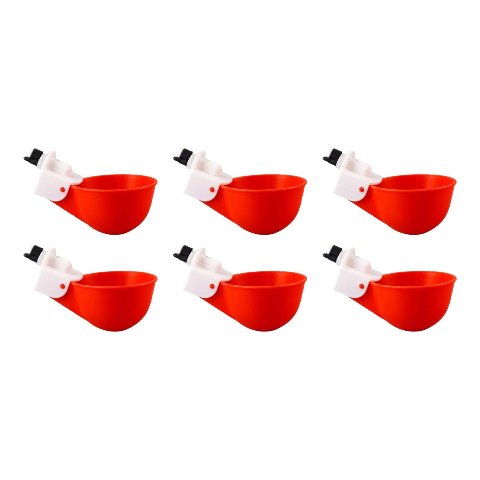 6x Chicken Water Cups Feeder Tools Chicken Feeder Cup for Quail Chick Coop Goose Red