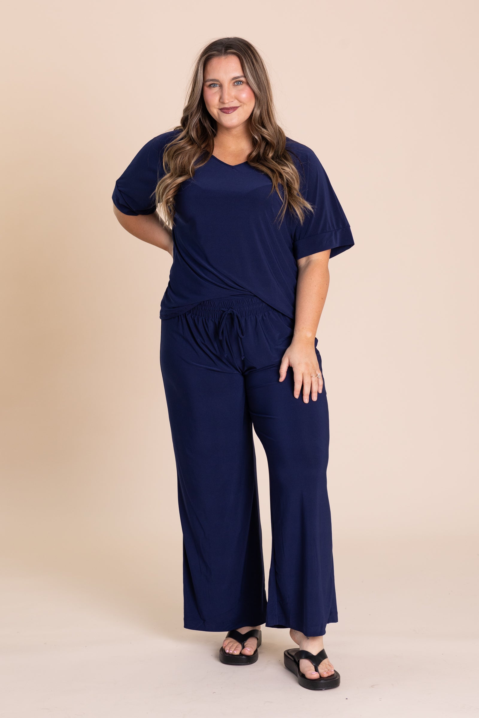 Short Sleeve And Pants Wrinkle Free Set