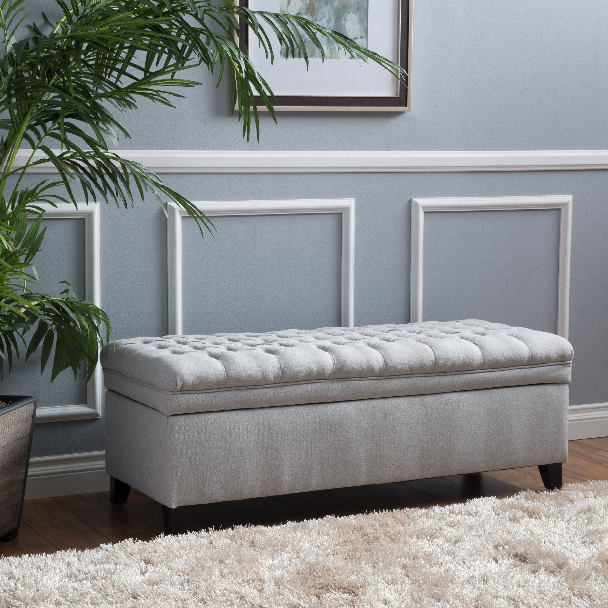 Laguna French Style Tufted Fabric Storage Ottoman Bench