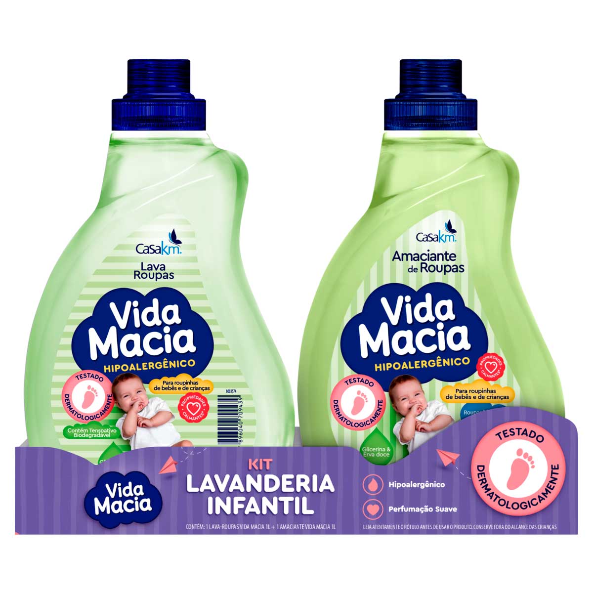 Kit Amaciante de Roupa + Lava-Roupa Glicerina & Erva-Doce Vida Macia 1L Cada