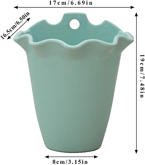 Egebert Hanging Planters Wall Hanging Planter Plastic Flower Pots Plant Grown Basin 6 Colors Garden Pot with Hook, Hanging Pots for Balcony Windowsill Garden Railing Home Decor Hanging Flower Pot