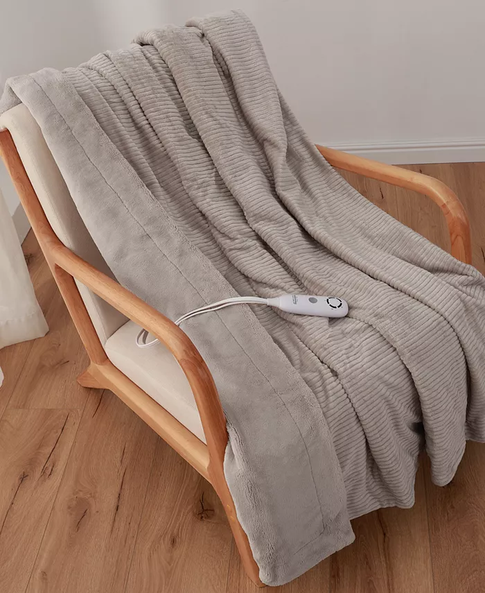 Berkshire Corduroy Striped Texture Electric Blanket， Throw