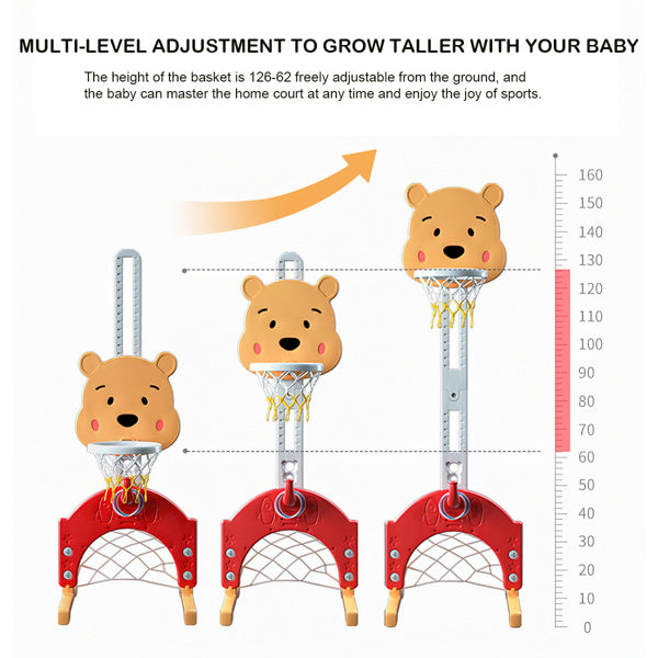 Kids Basketball Hoop; Toddler Sports Activity Center with Adjustable Height; Basketball Soccer Golf Game Set; Indoor Outdoor Basketball Hoop Set Best Gift for Baby