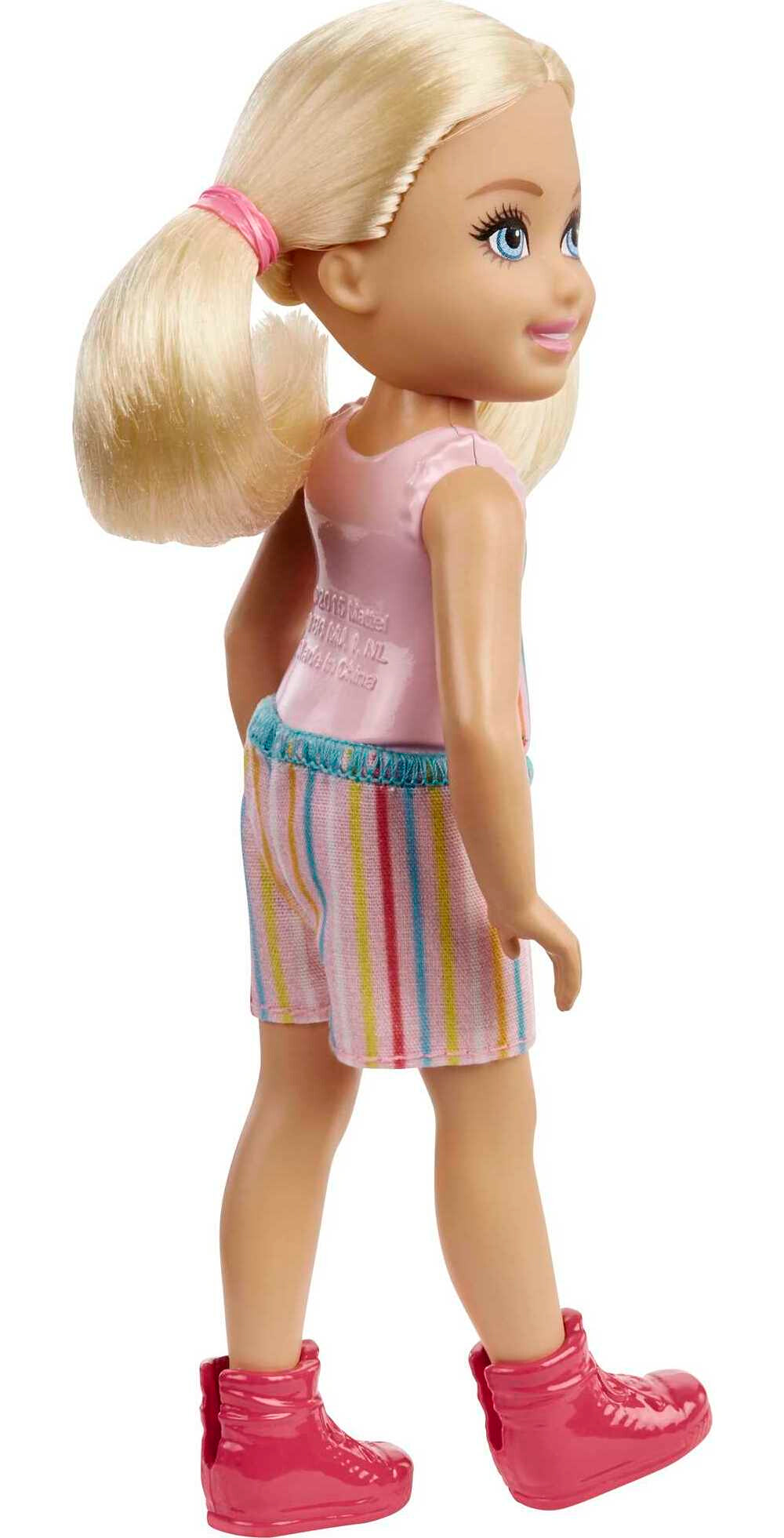 Barbie Chelsea Small Doll with Blonde Hair in Pigtails & Blue Eyes in Removable Striped Dress