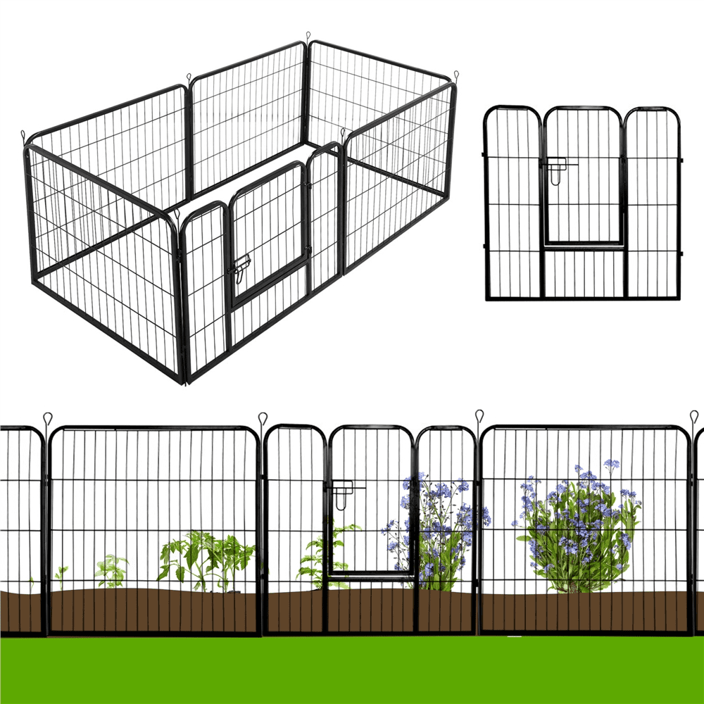 Yaheetech Dog Playpen， Metal， 24''H 8 Panels， Black