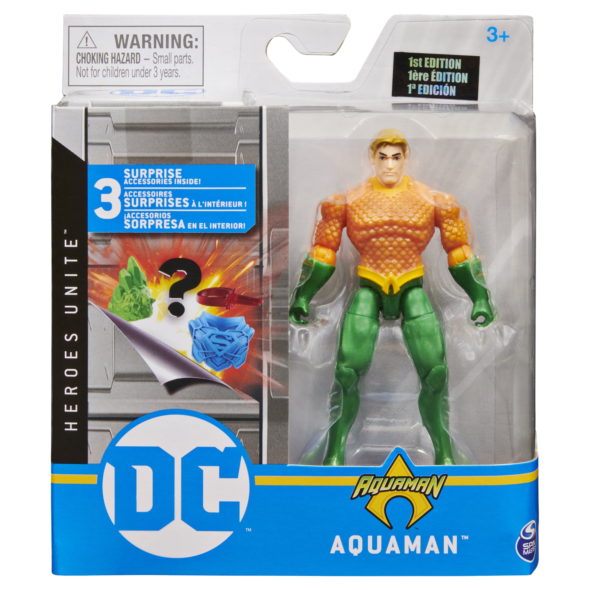 DC Comics 4-inch AQUAMAN Action Figure with 3 Mystery Accessories， Adventure 2