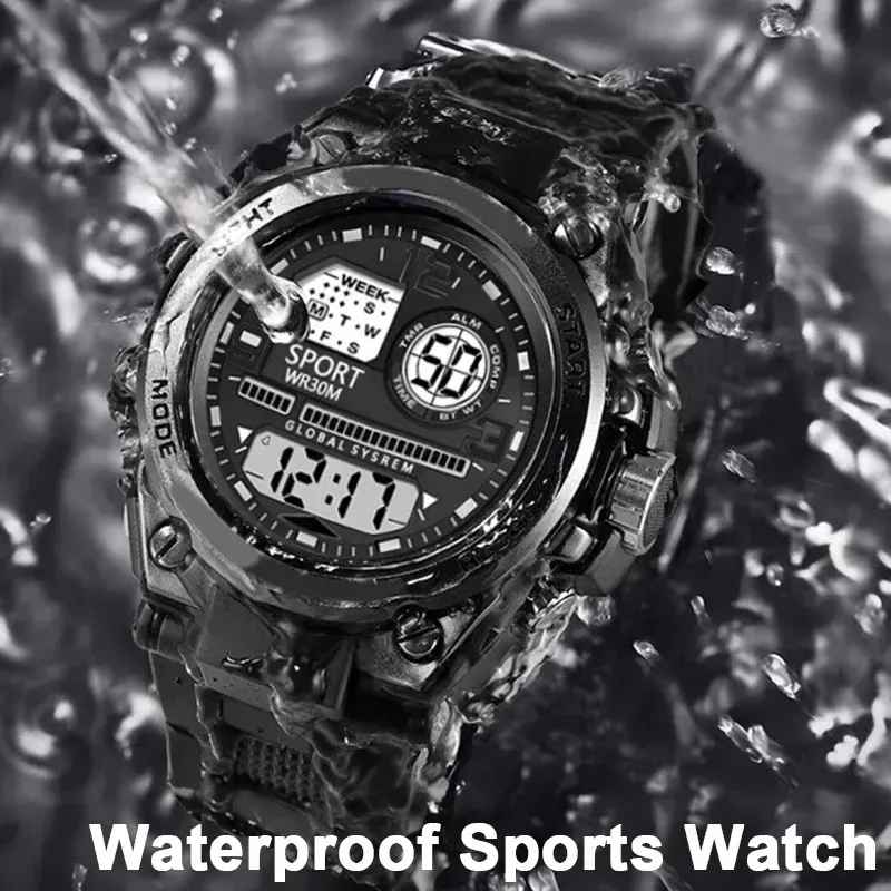LIUYANGTIAN Men's Sports Watch Waterproof Luminous Alarm Clock Men LED Digital Watch Large dial Electronic Wristwatch for Man