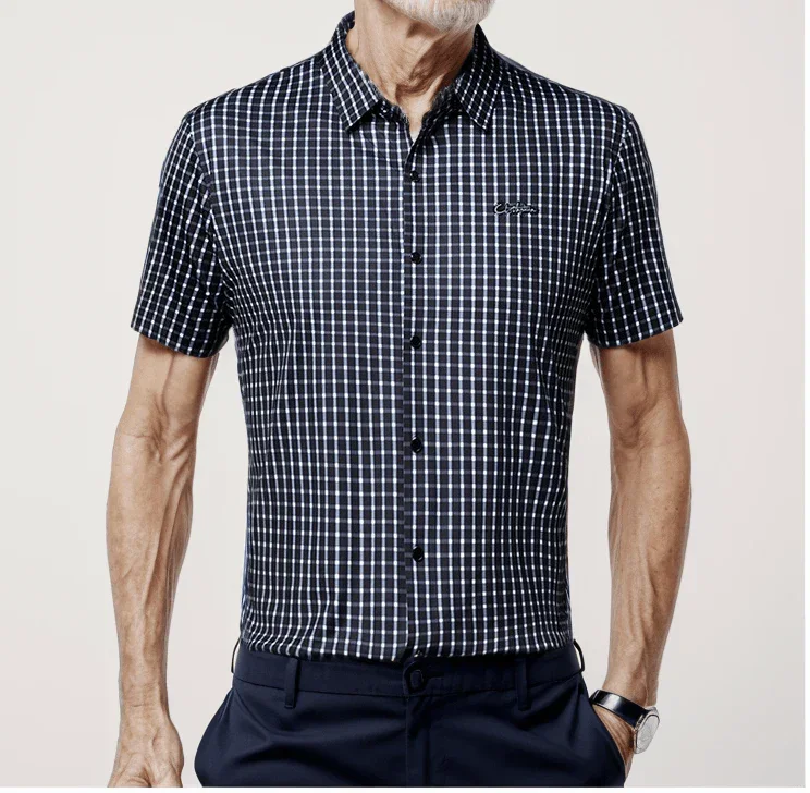 Camisa em Seda Gelo Captain™  Xadrez Náutico para o Homem de Prestígio!