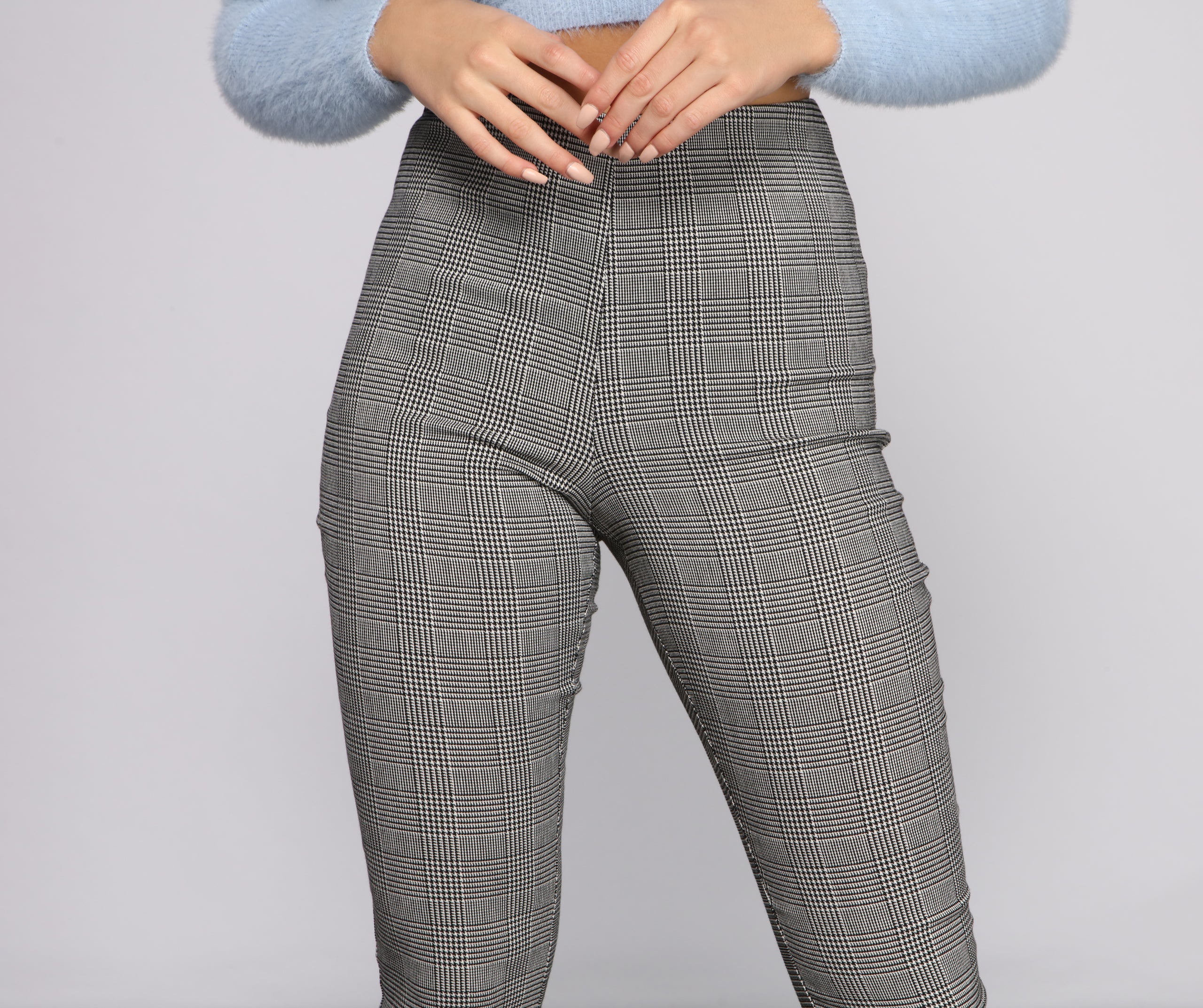 Glen Plaid Skinny Tapered Pants