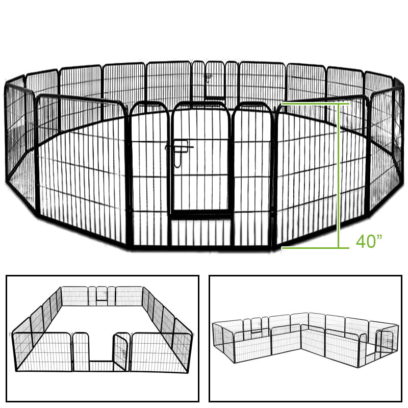 Geniqua 40 Inch 16 Panel Heavy Duty Metal Pet Dog Playpen Kennel Exercise Fence Cage