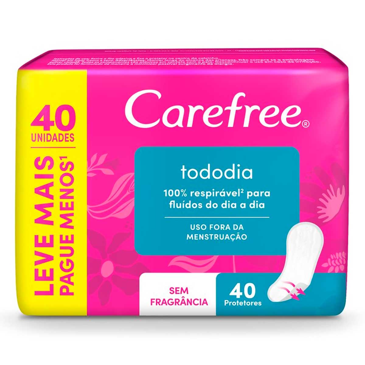 Protetor Diario Todo Dia sem Perfume Carefree 40 Unidades