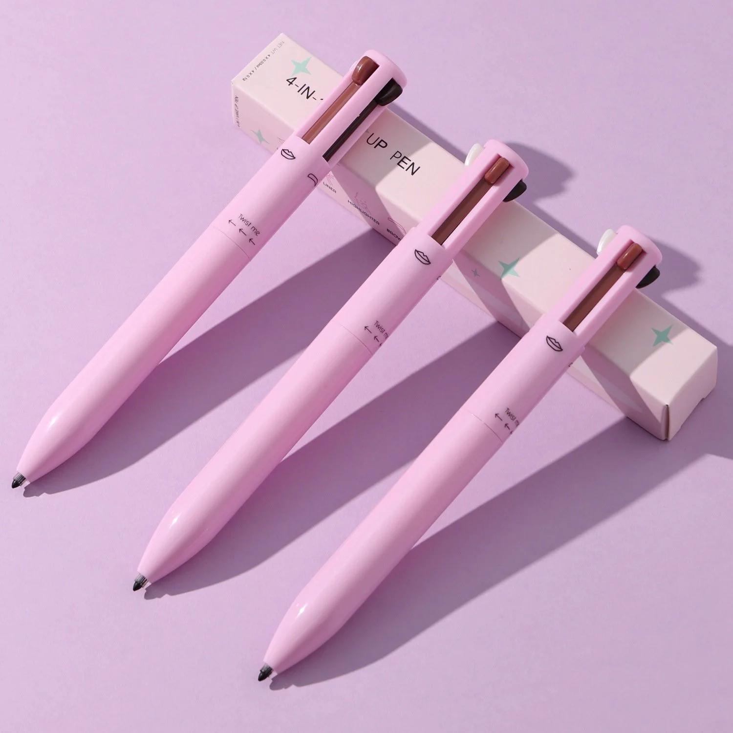 4-in-1 Touch Up Makeup Pen Private Label Eyeliner Lip Liner Highlighter Eyebrow Pencil