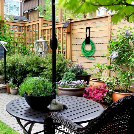 Clearance! JATOK 2-Pack Garden Hose Holder Plastic Wall Mount Heavy Duty Hose Hanger Water Hose Holder Black