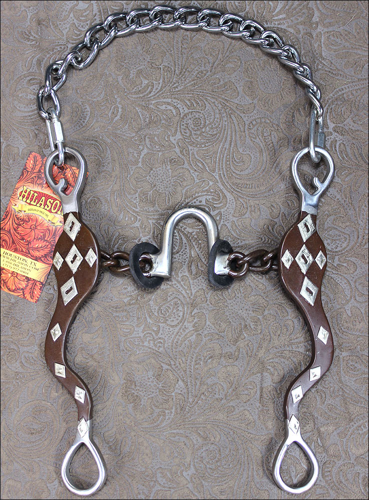 Hilason Antique Brown Roping Horse Bit High Port Correction Mouth W/Copper Inlay