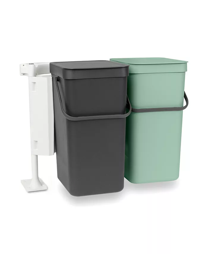 Brabantia Sort Go Built-In Plastic Recycling Bin， 2 x 4.2 Gallon， 2 x 16 Liter