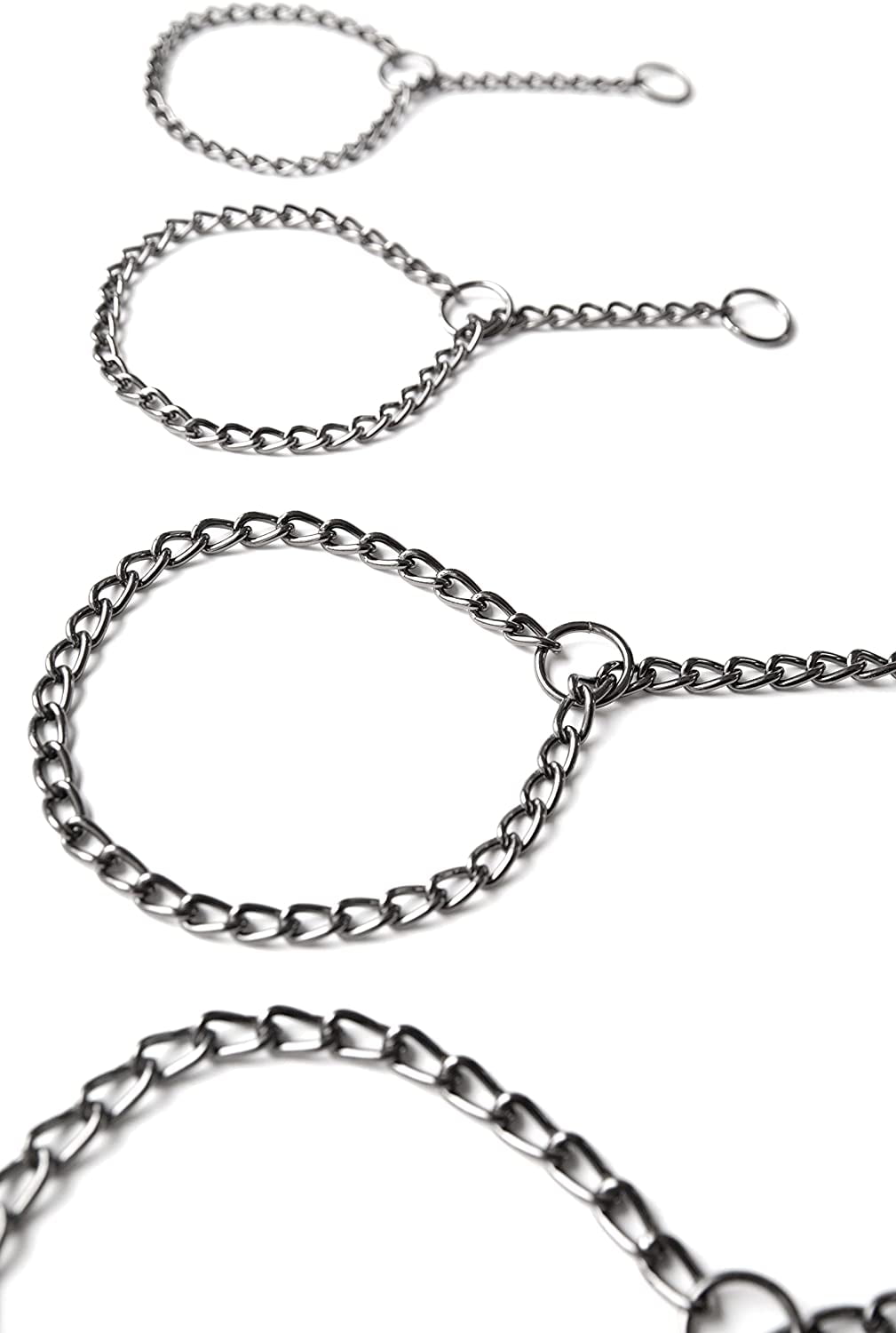 Mighty Paw Gun Metal Chain Slip Collar， Cinch Dog Collar， Choke Chain Metal Collar