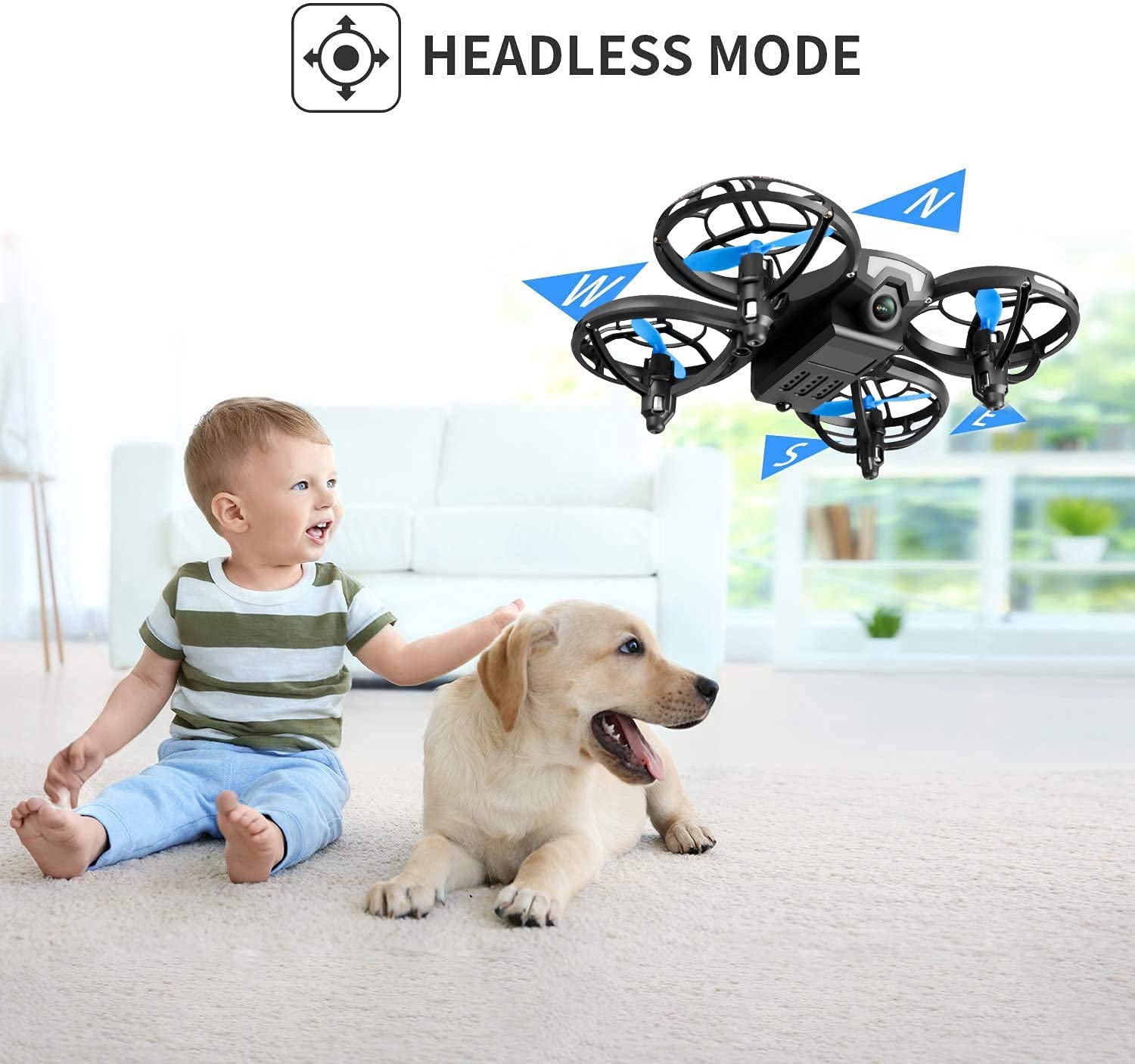 4DRC Drone Mini with 720P HD Camera for Adults and Children FPV Real-Time Video， 3 Modular Batteries Blue