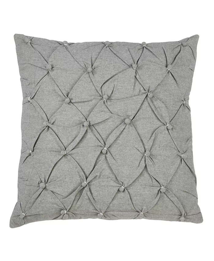 Saro Lifestyle Pintucked Button Decorative Pillow， 18