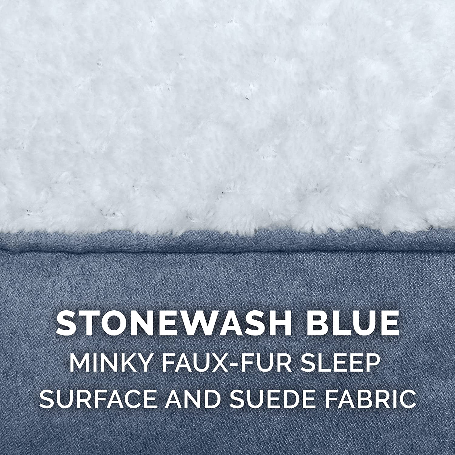 Furhaven Large Orthopedic Dog Bed Minky Plush and Suede Pillow Top Mattress w/ Removable Washable Cover - Stonewash Blue， Large Pillow Top - Minky Plush and Suede (Stonewash Blue) Large Orthopedic Foam