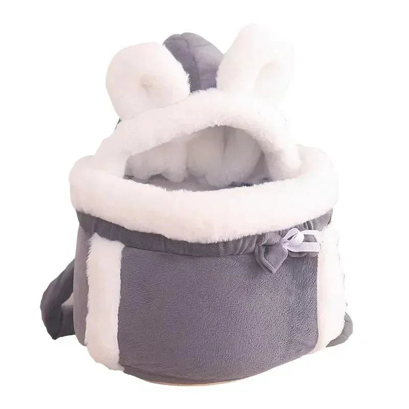 Charming Cat Plush Carrier | Foldable Velvet Travel Bag for Cats