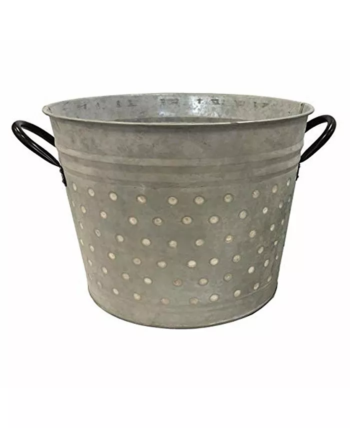 Gardener's Select Gardener Select Bucket Metal Planter Dots White Washed 11.8