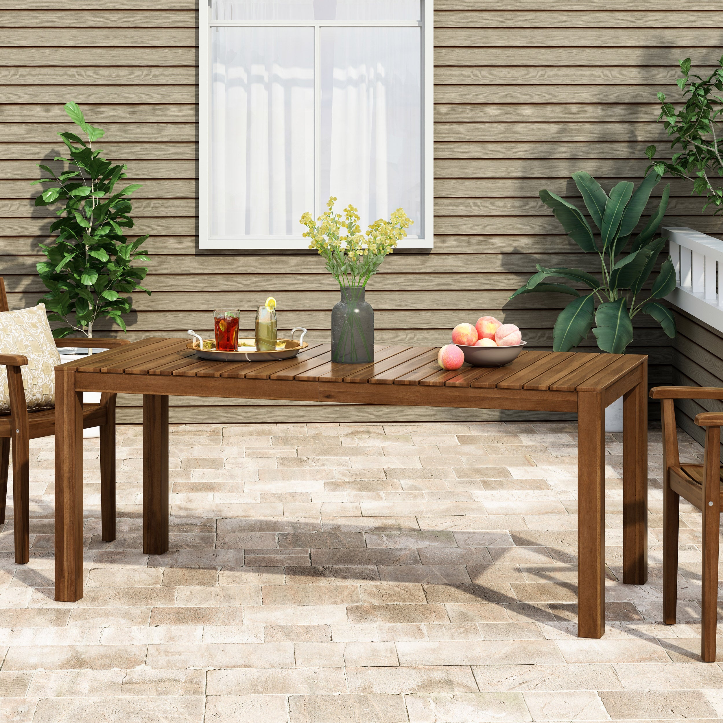 Malaysha Outdoor Rustic Acacia Wood Dining Table