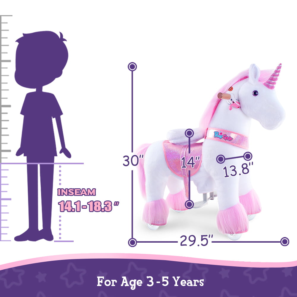 PonyCycle Ride on Unicorn Riding Horse Toy for Girls Age 3-5 Pink