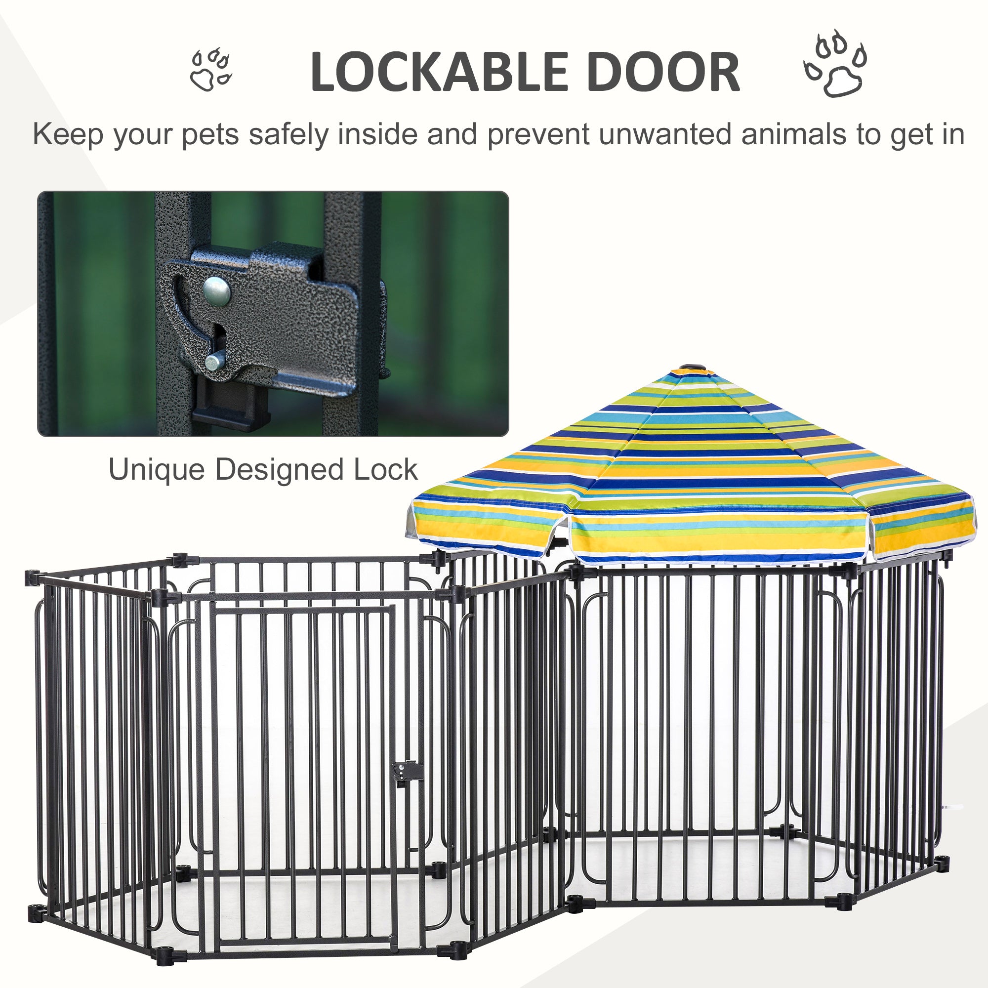 Pawhut Dog Playpen with Door and Removable Cover for Small and Most Medium Sized Dogs Indoor and Outdoor Use， 47