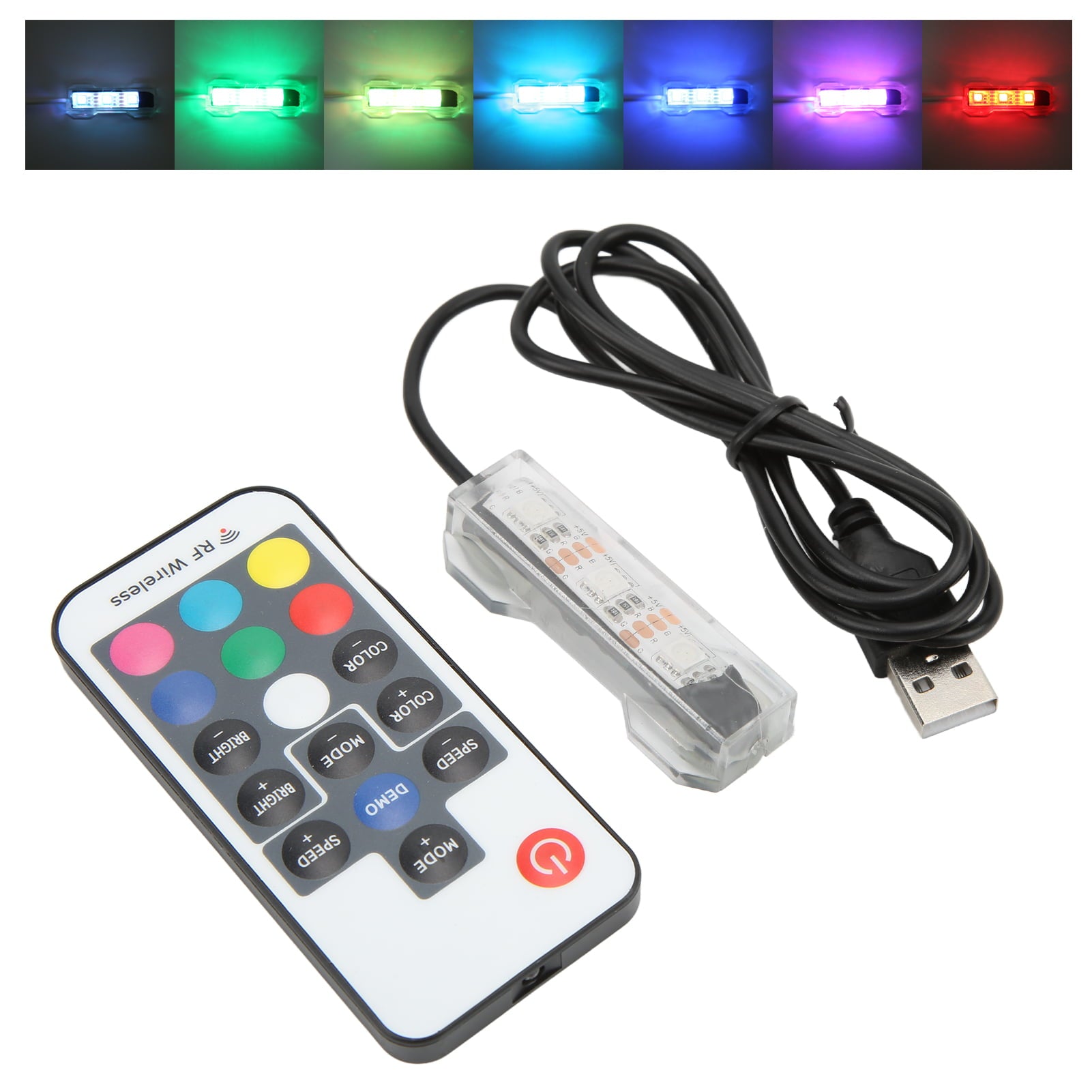 USB Fish Tank Light， LED Aquarium Light Remote Control Colorful  For Medium Fish Tanks For Small Fish Tanks Black Line