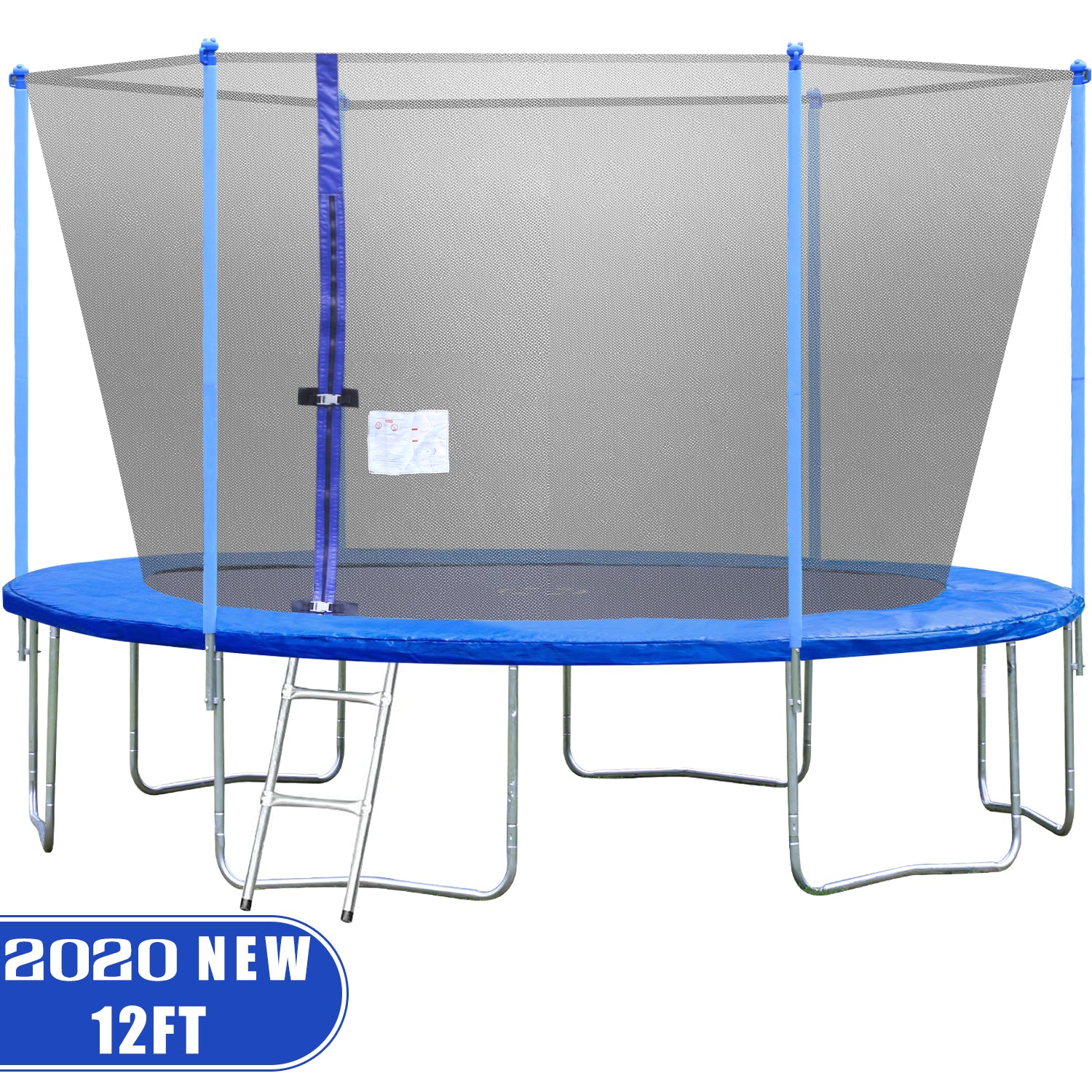 Furinno Trampoline with Enclosure for Kids and Adults， 12 Ft， Blue