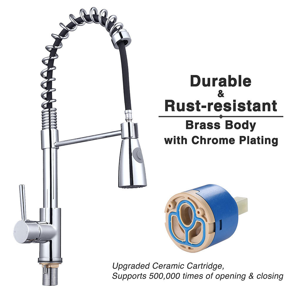 Aquaterior Pull-down Kitchen Sink Faucet 1-Handle Stainless Steel