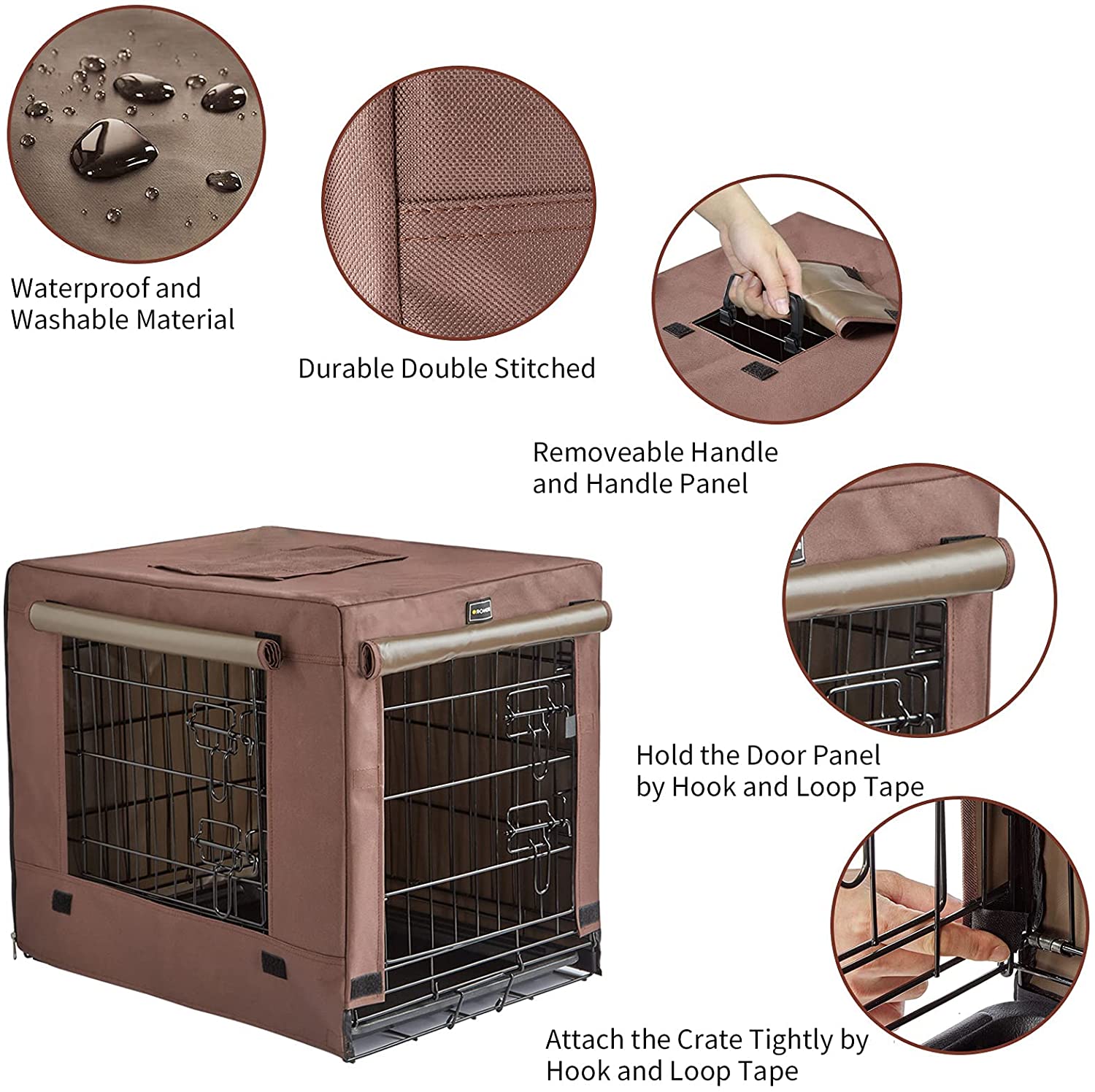 Dog Crates for Small Size Dogs Indoor， Double Door Dog Kennels and Houses for Puppy and Cats with Dog Crate Cover， Collapsible Metal Contour Dog Cages