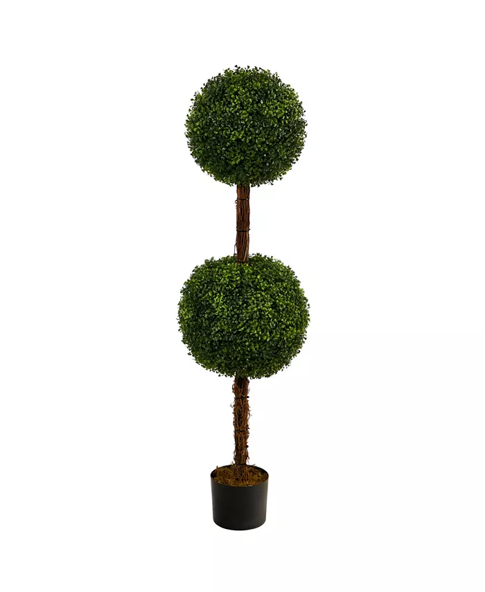 Nearly Natural 4.5' Boxwood Double Ball Topiary Artificial Tree Indoor Outdoor