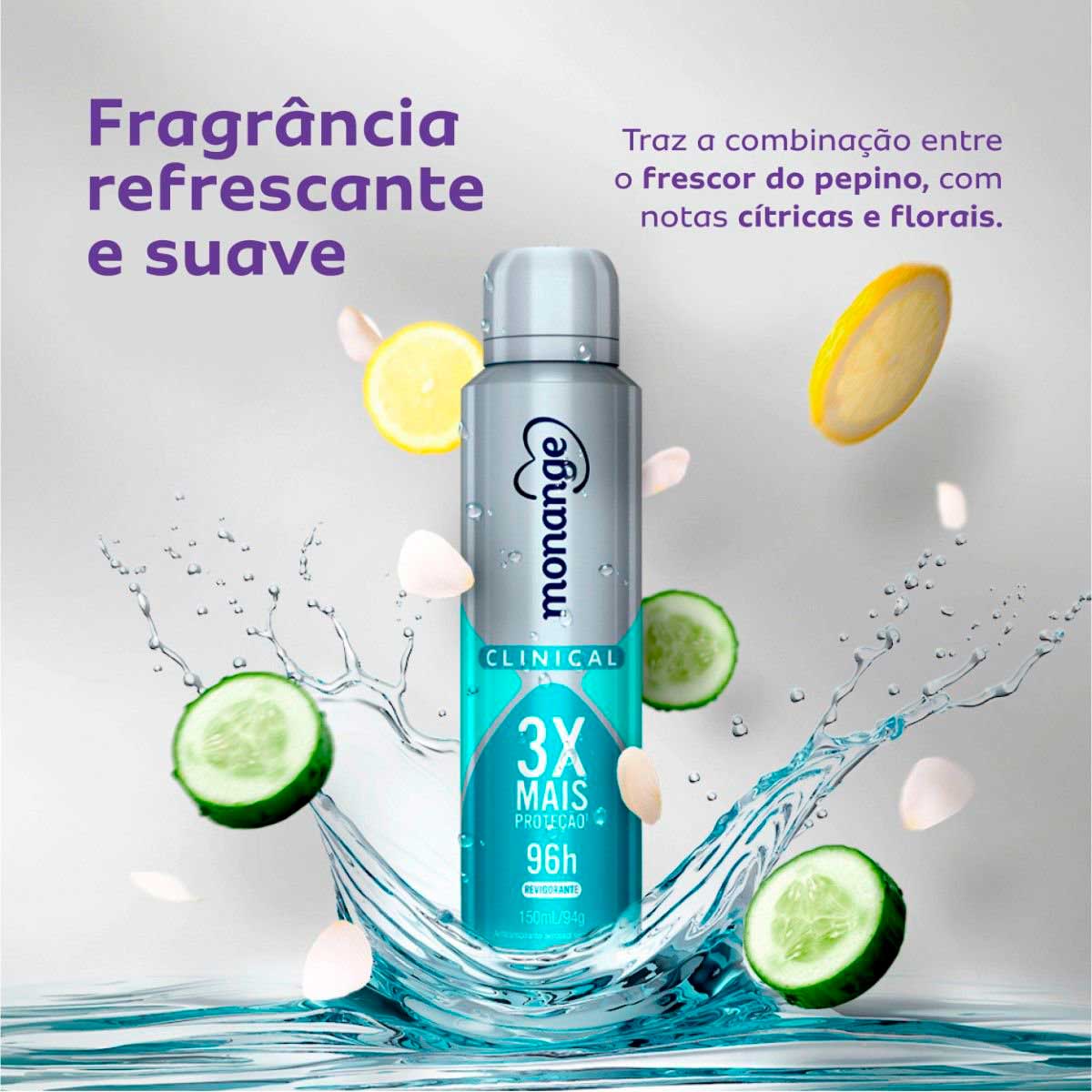 Desodorante Clinical Revigorante Aerossol Antitranspirante Monange Feminino 150ml
