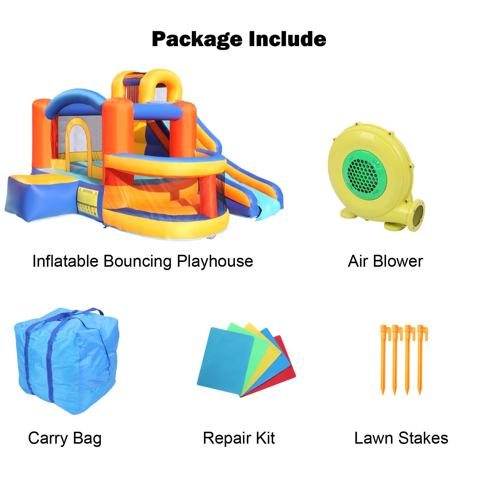 Ktaxon Inflatable Bouncer House Castle Ball Pit Jumper Play Slide with 680W Blower