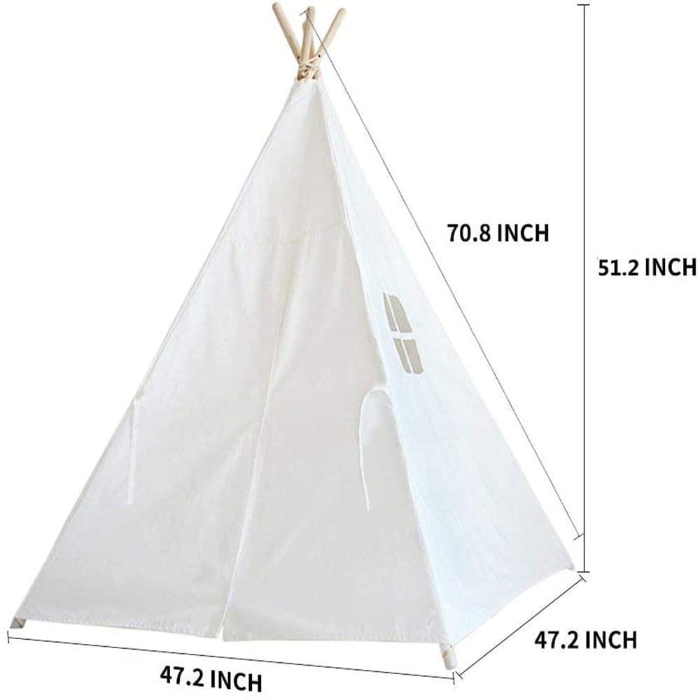 Foldable Kids Teepee Tent, Play Tents for Girl and Boy with Window Canvas Tepee Playhouse for Child Indoor Outdoor