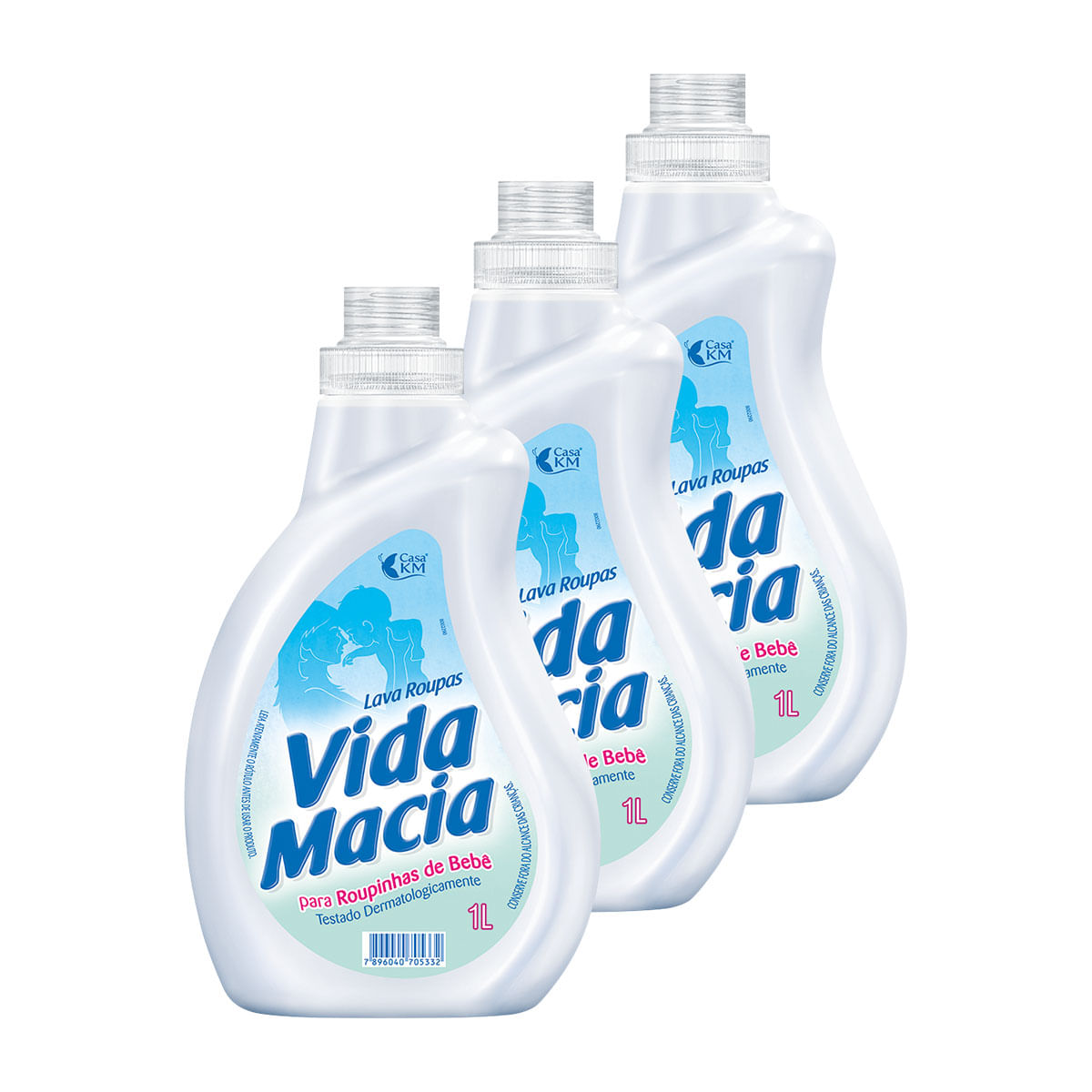 Sabao Liquido Vida Macia para Roupas de Bebe 1 Litro - 3 Unidades