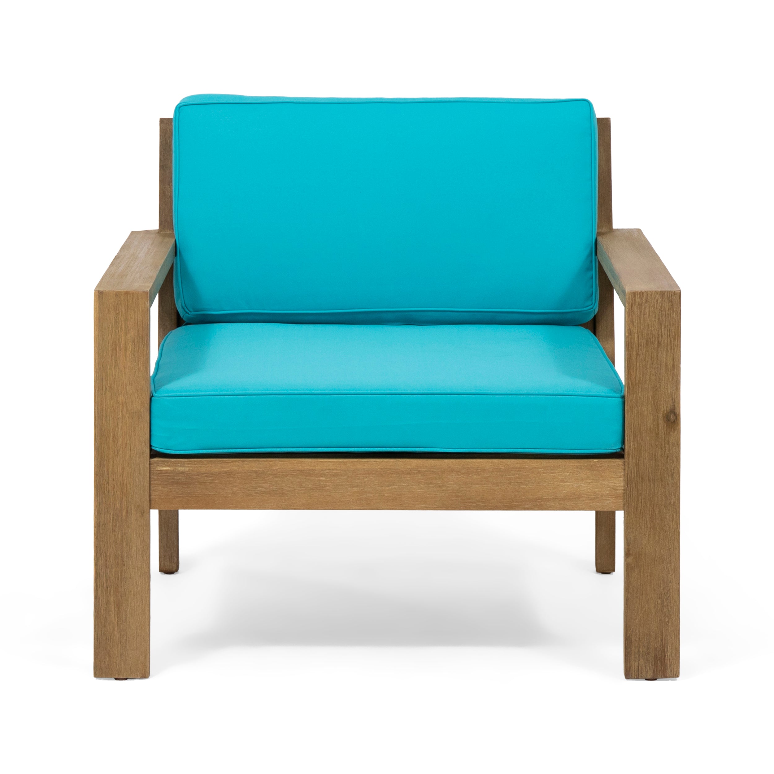 Miranda Outdoor Acacia Wood Club Chairs with Cushions (Set of 2)