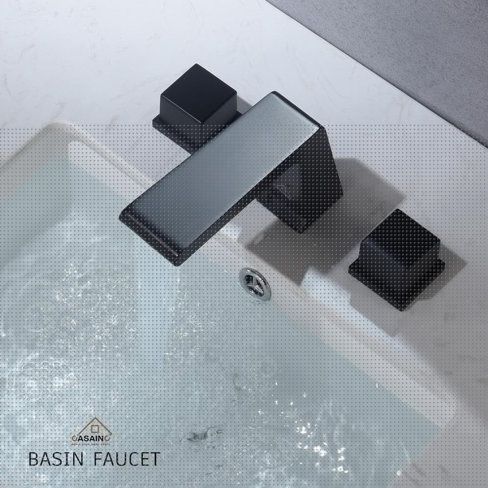 CASAINC 8 in Widespread Double Handle Bathroom Faucet in Matte Black