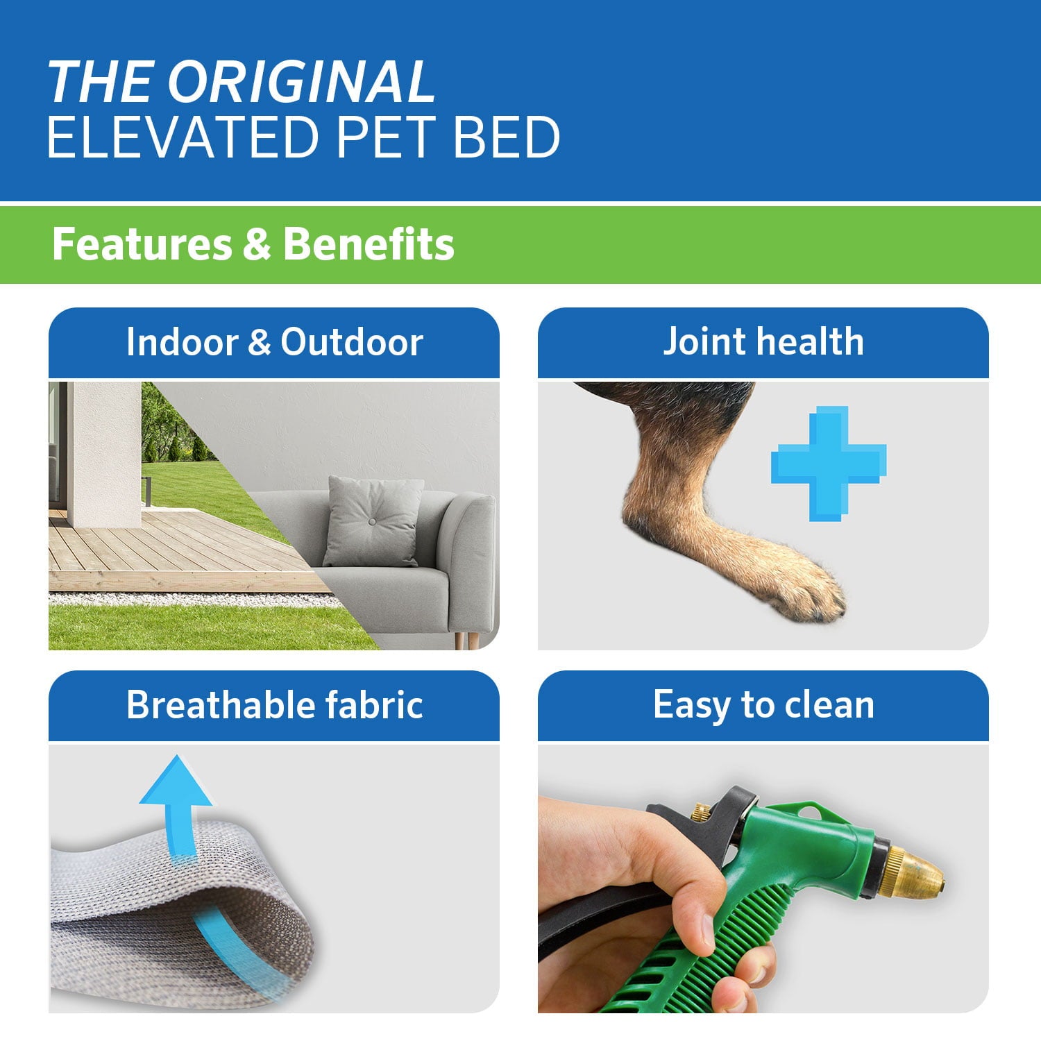 The Original Coolaroo Elevated Pet Dog Bed for Indoors and Outdoors， Medium， Gray