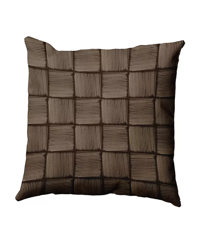 E by Design 16 Inch Brown and Taupe Decorative Squares Throw Pillow