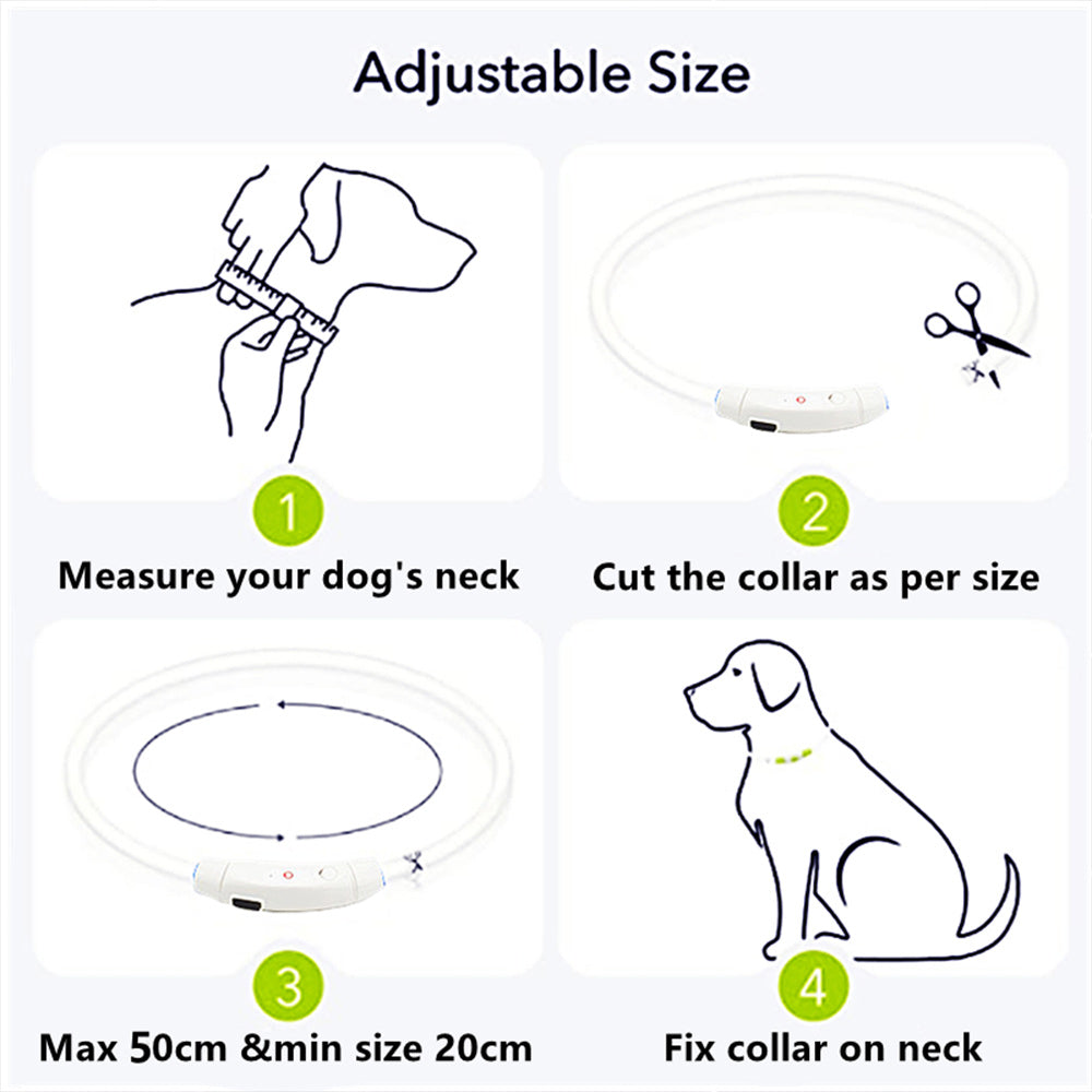 Led Dog Collar， USB Rechargeable Flash Dog Necklace Light， Pet Safety Collar Makes Your Beloved Dogs Be Seen at Night for Small Medium Large Dogs，Blue