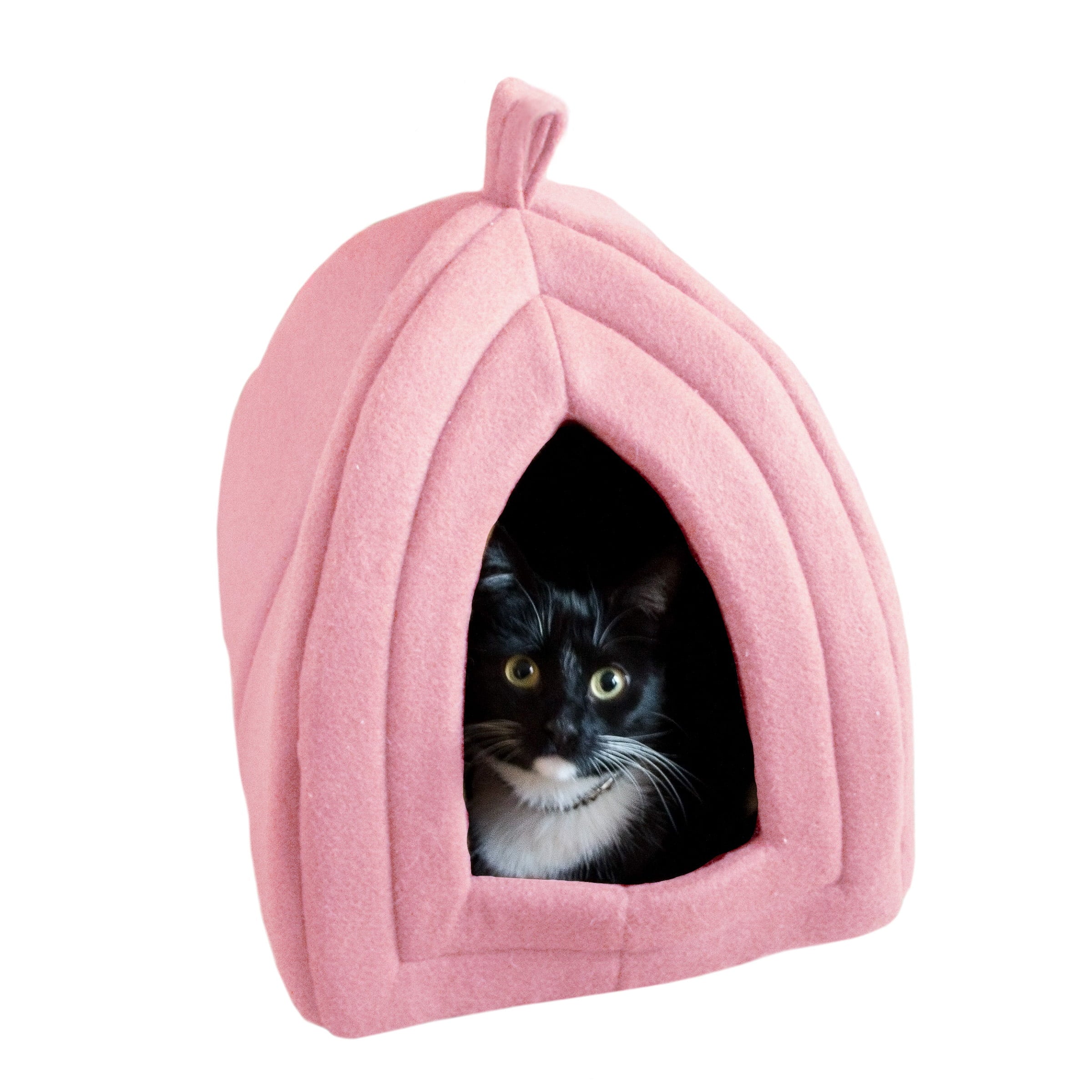Cat House - Indoor Bed with Removable Foam Cushion - Pet Tent for Puppies， Rabbits， Guinea Pigs， Hedgehogs， and Other Small Animals by PETMAKER (Pink)