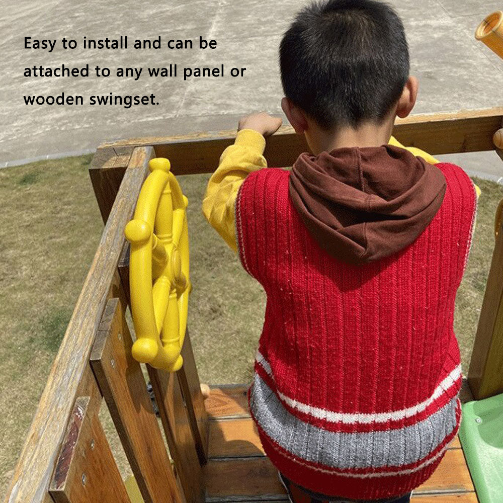 Tomfoto 12 Inch Steering Wheel Pirate Game Accessory Swingset for Kids Outdoor Playhouse Treehouse Backyard